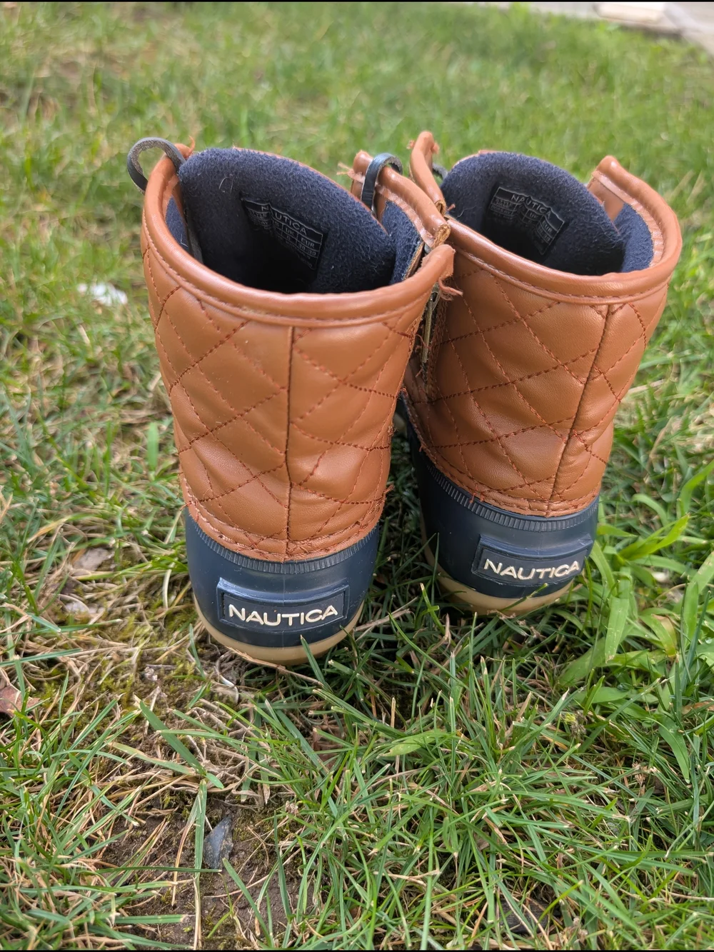 Nautica Men's Brown Leather & Gray Rubber Duck Boots